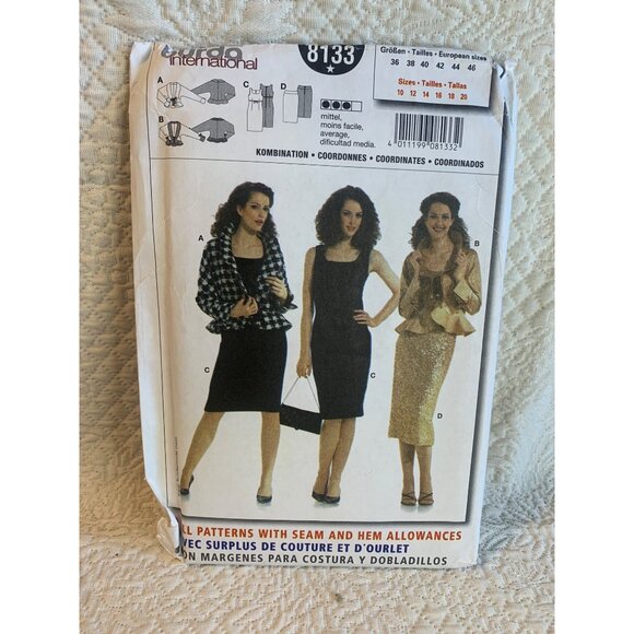 Burda Misses Dress Skirt Jacket Sewing Pattern sz 10-20 8133 - uncut - Picture 9 of 9